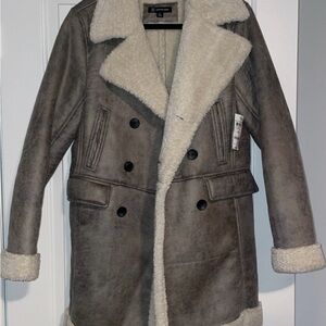 INC International Concepts Men's Gray and Cream Pea Coat